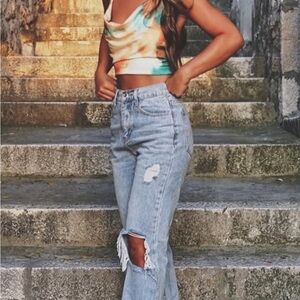 Tie-Dye Halter Crop Top